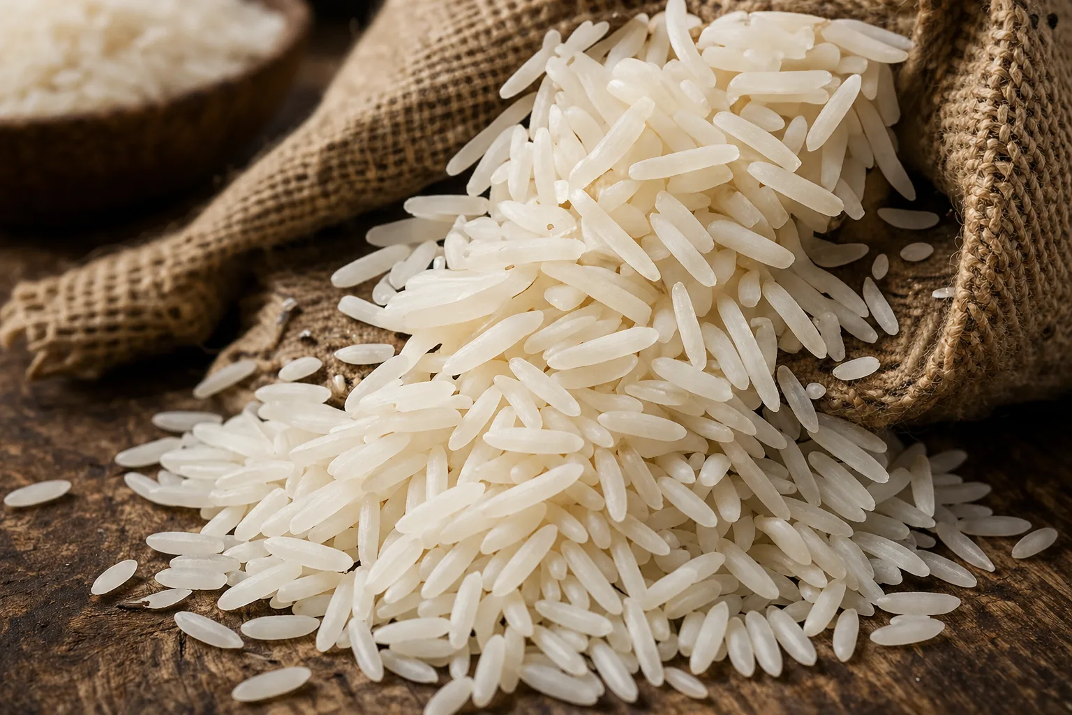 Super Basmati rice product identity with premium long grains